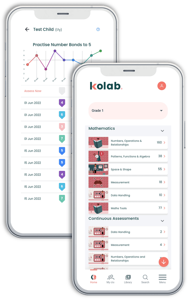 kolab. app showing Grade 1 Mathematics modules